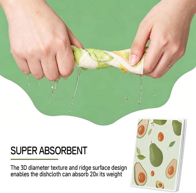 Swedish Dishcloths for Kitchen, 6 Pack, Reusable Paper Towels Washable, Super Absorbent Dish Drying Rags, Fast Dry Non-Scratch Cloths for Washing Dishes, Biodegradable