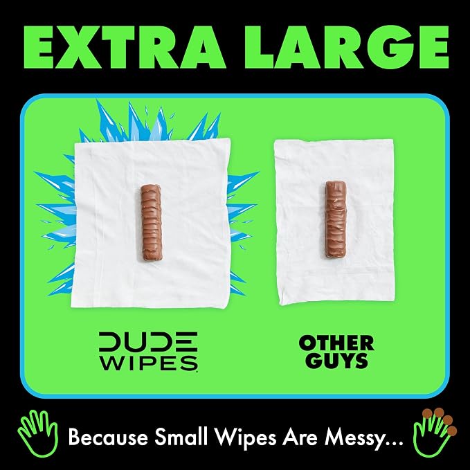 DUDE Wipes MentHOLE XXtreme Flushable Wipes - Menthol Infused Extra-Large Adult Wet Wipes - 6 Pack (288 Count) - Infused with Menthol for a Cooling Sensation - Septic and Sewer Safe