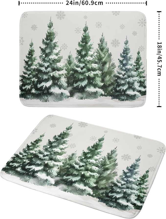 Winter Pine Tree Dish Drying Mat for Kitchen Counter 18x24 Inch Winter Decorative Dishes Mats Winter Absorbent Reversible Kitchen Drainer Pad Christmas Decorations Fast Dry Tableware Dishes Pad