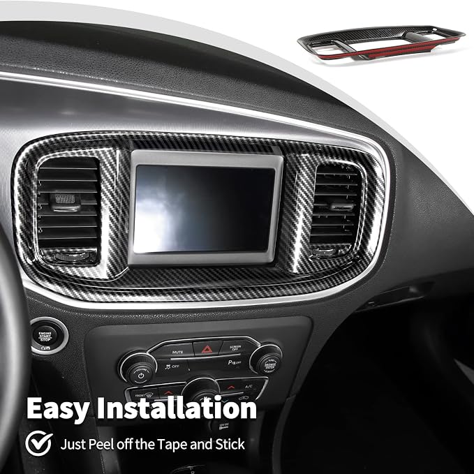 JWWY Charger Center Consoles Dash Board Trim Dashboard DVD Navigation Screen Frame Instrument Cover Trim for 2015-2024+Dodge Charger Interior Accessories Carbon Fiber