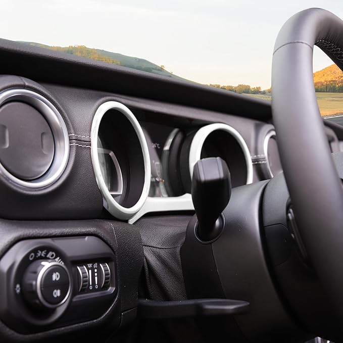 RT-TCZ for Jeep JL Dashboard Instrument Panel Gauges Trim Ring Cover for Jeep Wrangler JL JLU Gladiator JT 2018-2023 White Interior Accessories 3pcs