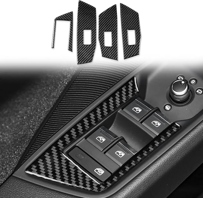 Real Carbon Fiber Door Stickers Fit for Audi A3 8Y S3 2021-2025 | Trim Door Window Switch Panel Cover | Accessories | Anti-scratch | Self-adhesive