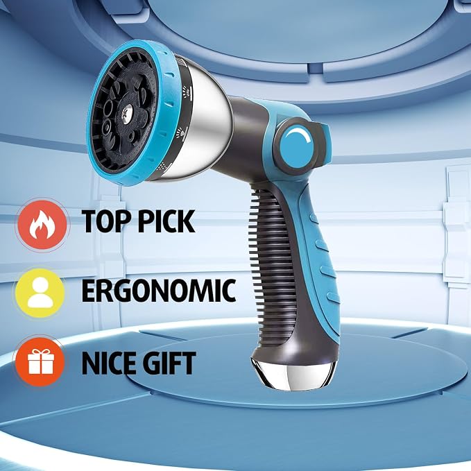 AyayaBoss Garden Hose Nozzle, Durable High Pressure Water Hose Sprayer Nozzle with 10 Patterns for Watering Plants, Washing Cars, Cleaning Patio, Showering Pets