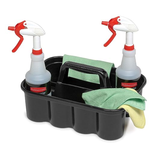 Rubbermaid Commercial Products Deluxe Carry Caddy for Take-Out Coffee/Soft Drinks Postmates/Uber Eats/Food Delivery Cleaning Products Sports/Water Bottles Black