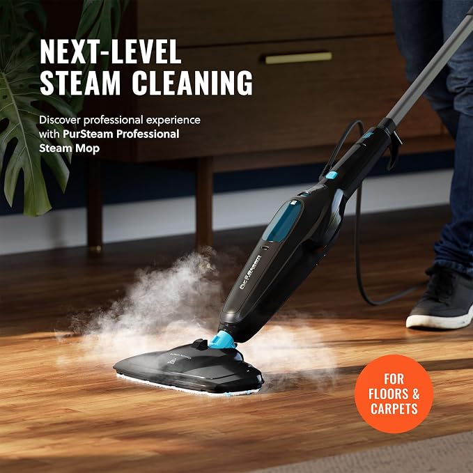 PurSteam Multi-Surface Steam Mop Floor Cleaner for Hardwood, Tile & Carpet | Multi-Surface Floor Cleaner for Hardwood, Tile, Laminate & Carpet | Fast Heating, Lightweight & Chemical-Free Cleaning