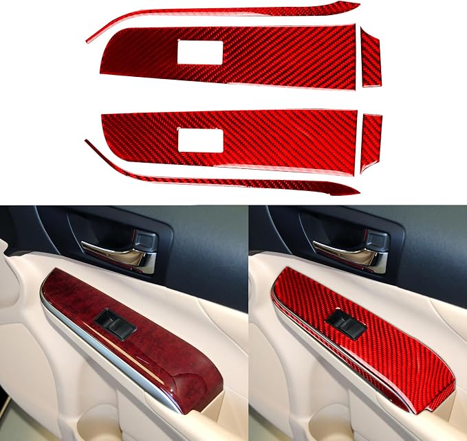 Real Carbon Fiber Trim for Toyota Camry Accessories | for 2012 2013 2014 Rear Door Lift Control Window Power Switch Button Panel Interior Thick Overlay Decal