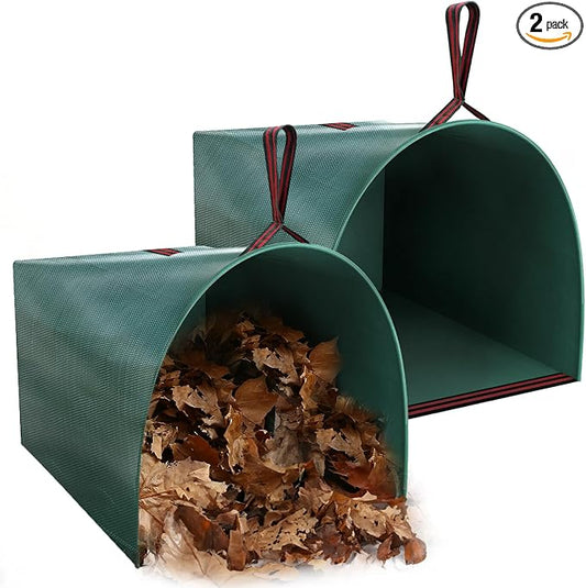 2 Pack 40 Gallon Dustpan-Type Garden Bags for Yard Debris | Dustpan-Type Garden Bag, Heavy Duty, For Collecting Leaves Grass Clippings, Garden Waste Container, Outdoor Debris Clean Up