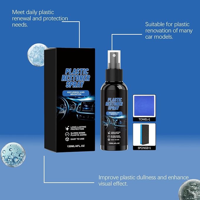 Car Black Trim Restorer Coating Polishing Repair | 120ml Trim Restorer Dust Spray for Automotive Truck SUV Sedan Exterior Bumper Door Panels Dashboard Seat