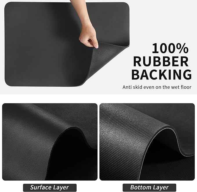 HotLive Dish Drying Mat for Kitchen Counter, Heat Resistant Drainer Mats with Non-slip Rubber Backed, Hide Stain Kitchen Super Absorbent Draining Mat, Easy to Clean Dish Rack Pad, Black 18"x24"