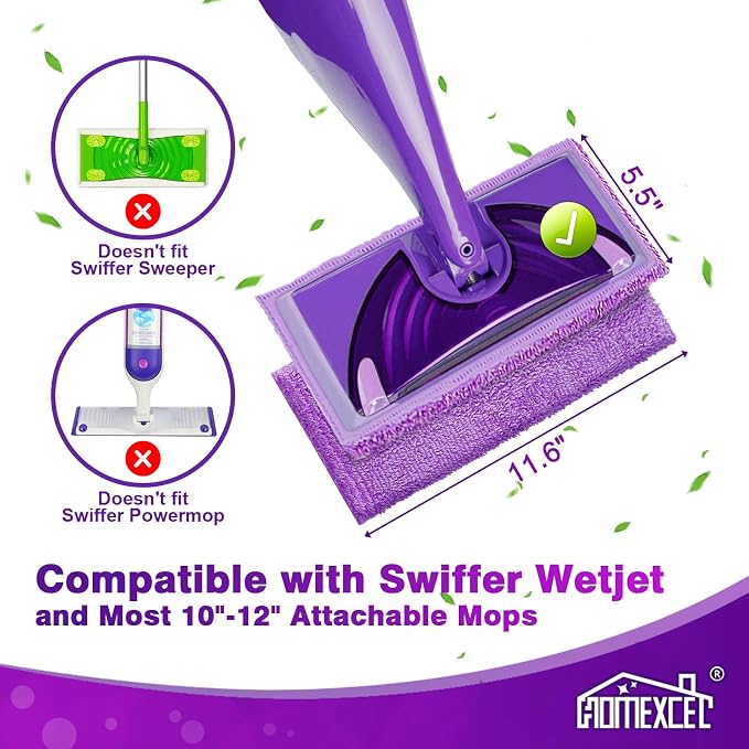 HOMEXCEL Microfiber Pads Refills for Swiffer Wet Jet 15"x5.5" 8 PK Reusable | Machine Washable, Multi-Surface Wet & Dry Floor Cleaning, Reusable Pad Replacements for Swiffer Wet Jet, High Absorbency