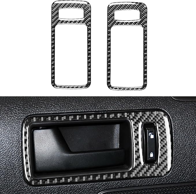 Real Carbon Fiber Trim for Ford Mustang GT Shelby Accessories | for 2005 2006 2007 2008 2009，Inner Door Handle Bowl Cover，Thick Overlay Sticker Decal