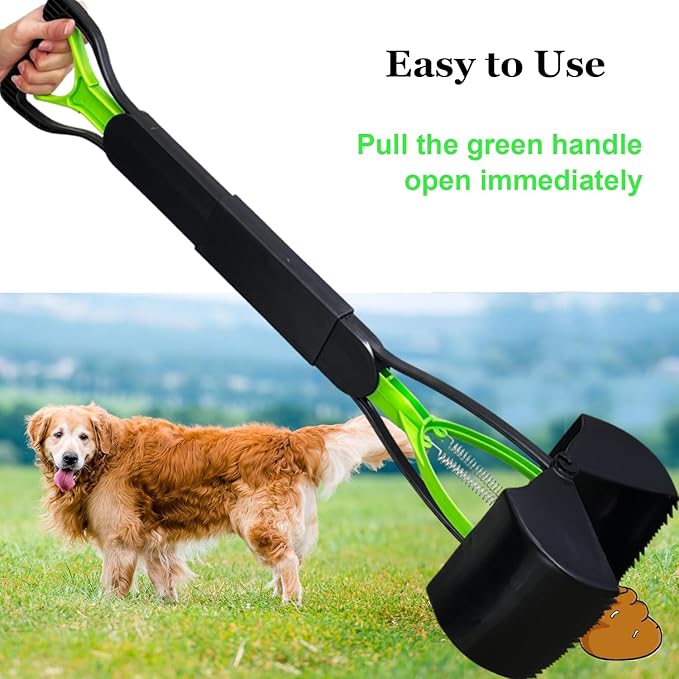 ienjoyed Pooper Scooper, Large Pooper Scooper for Dogs Heavy Duty, Dog Pooper Scooper with Long Handle & High Strength Durable Spring, Foldable Dog Poop Pick Up (32-inch) (32-inch(Green))