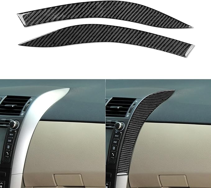 Console Side Strip Trim for Toyota Corolla 2009-2013 Accessories Black | Soft Carbon Fiber | Upgrades for Car | Only for Left-Hand Drive | Anti-Scratch | Sporty Style