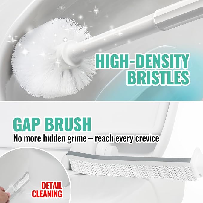 3in1 Toilet Brush and Plunger Set with Slim Crevice Tool and Holder | White bathroom decor, apartment essentials, home essentials, cleaning supplies, bathroom essentials for apartment living