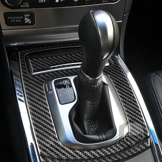 Real Carbon Fiber Trim for Infiniti Accessories | for G37 G25 Q60 Q40 X 2011-2015 Sedan Coupe Convertible Center Console Gear Shift Panel Interior Thick Overlay Decal - A