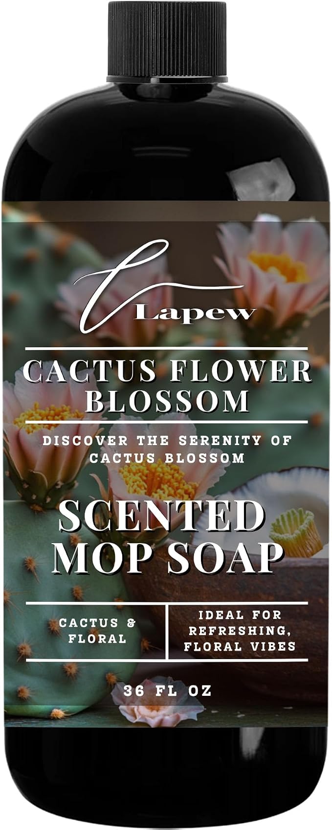 Lapew Cactus Flower Scented Mop Soap - Luxury Floor Cleaner Concentrate for Mopping Tile, Laminate, Vinyl & Hardwood | Streak-Free, Low-Foam | 36 oz