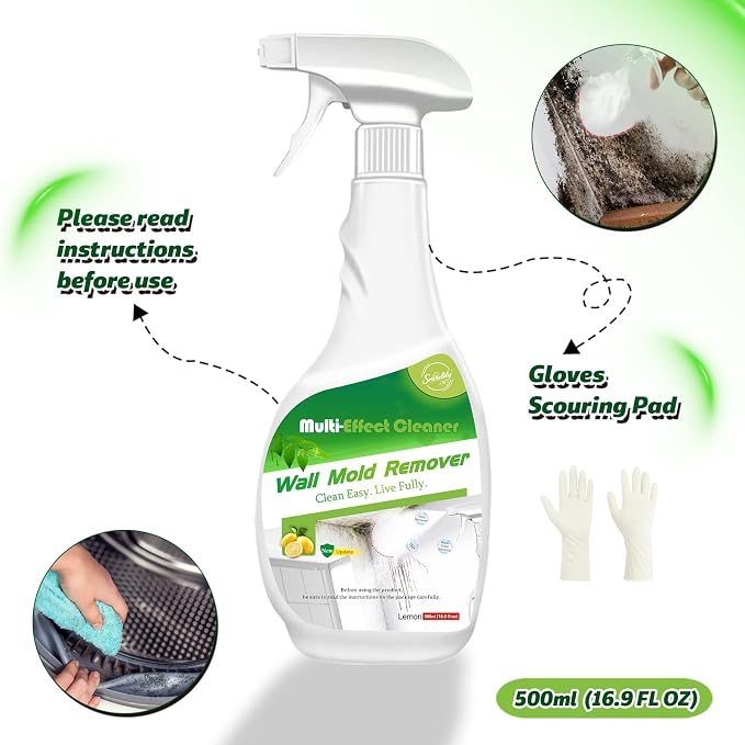 Snowlily 16.9 oz Black Stain Remover Spray – Effectively Removes Tough Stains from Drywall, Tile, Wood, Washing Machine Seals & More