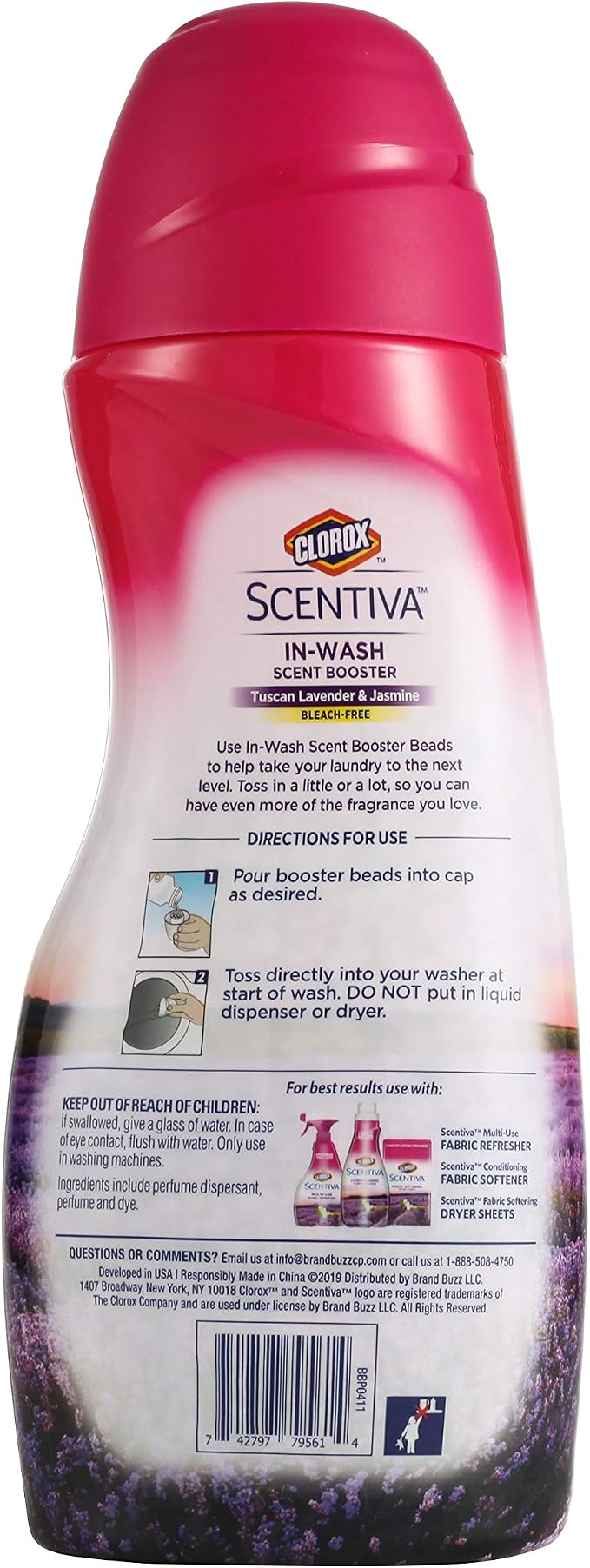 Clorox Scentiva Scent Booster Beads Laundry Freshener, Tuscan Lavender and Jasmine - In-Wash Fragrance Booster for Clothes, Towels, and Linens, Odor Eliminator, Long-Lasting Fresh Scent, 9.7 Oz