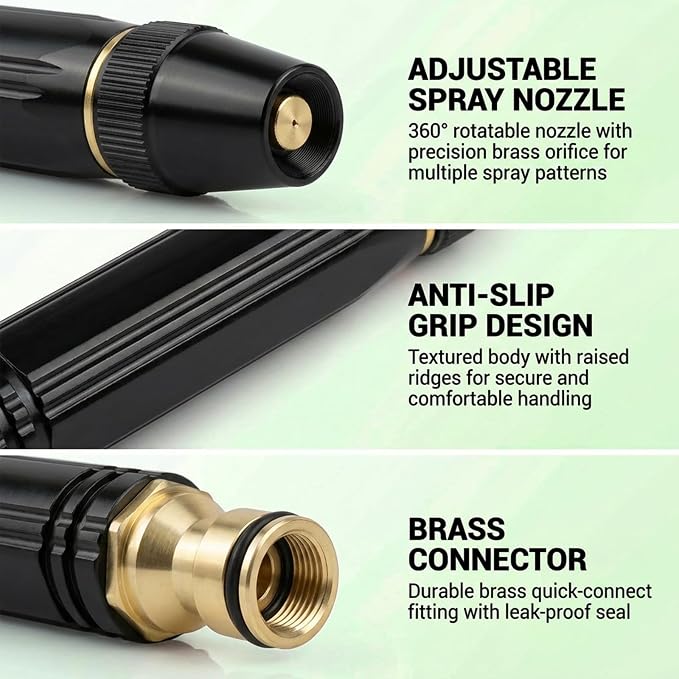 5-in-1 High Pressure Hose Nozzle,PowerJet High Pressure Water Gun,Garden Hose Pressure Booster,Home High Pressure Car Wash Water Gun, Heavy Duty for Car Wash, Garden Watering & Outdoor Cleaning