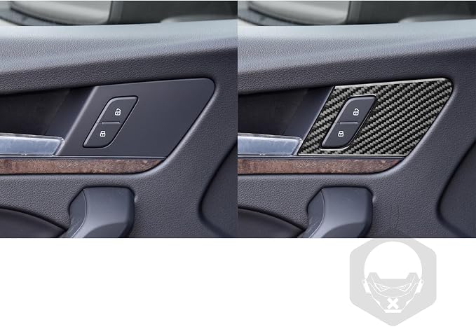 Real Carbon Fiber Trim for Audi 80A Q5 Accessories | for SQ5 2018-2025 Dash Door Lock Button Panel Frame Cover Sticker Interior Thick Overlay Decal