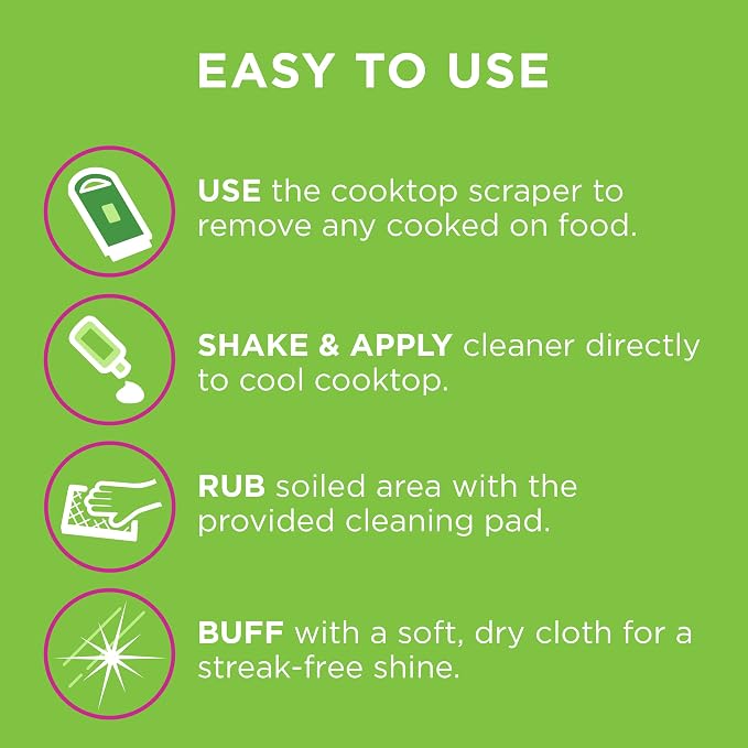 Affresh Cooktop Cleaning Kit, Safe for Glass & Ceramic Cooktops, Includes 5 oz cleaner, 5 pads, 1 scraper (Pack of 2)
