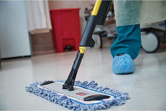 Rubbermaid Commercial Products HYGEN Pulse Single Sided Microfiber Spray Mop Kit for Hardwood/Tile/Laminated Floors Yellow Perfect for Kitchen/Lobby/Bathroom Cleaning