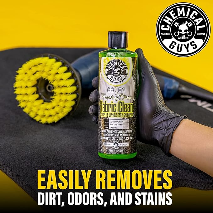 Chemical Guys, Foaming Citrus Fabric & Carpet Cleaner, Seats & Mats, 32 oz | High-foam cleaner lifts coffee, soda and food stains and odors from seats, carpet and floor mats, citrus scent