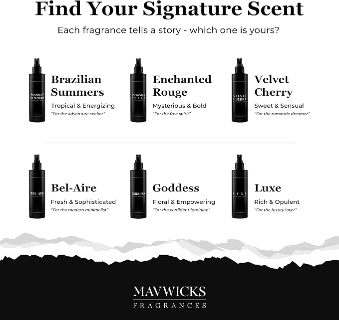 Mavwicks Fragrances - (Velvet Cherry) Linen & Room Spray (8oz) – Bedroom & Home Fragrance Mist, Long-Lasting Freshness To Brighten Up Your Space, Fabric & Air Freshener, Aromatherapy Scent Spray