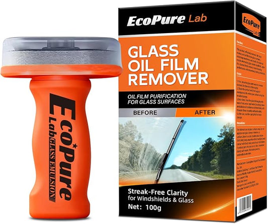 Glass Emulsion Cleaner, Car Oil Film Remover, Windshield Oil Film Remover for Car Windows, Auto Glass Cleaner, Improves Windshield Clarity for Safe Driving, Crystal Clear View(1PCS)