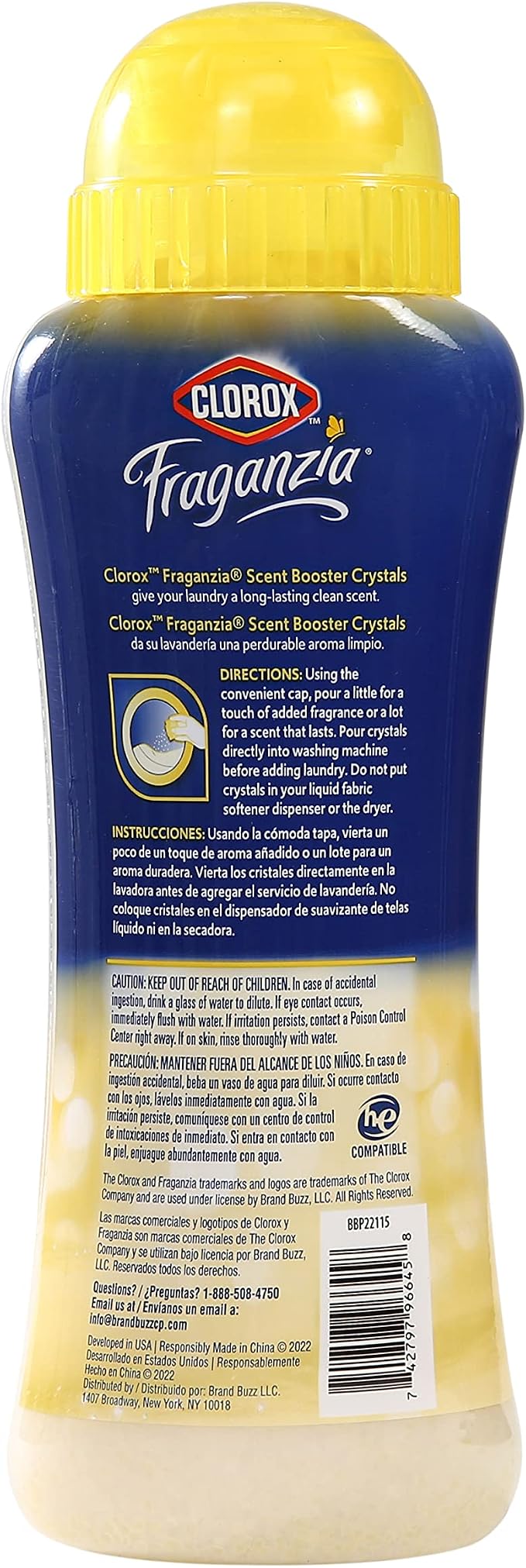 Clorox Fraganzia Laundry Scent Booster Crystals, In-Wash Fragrance Beads for Fresh-Smelling Clothes & Linens, Safe for All Fabrics & Colors, Easy-Pour Bottle, Vanilla Scent, 18 Oz, 2 Pack