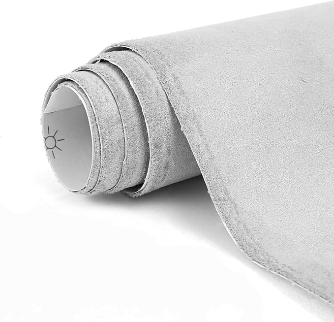 Premium Light Grey Suede Fabric Wrap - 16x59 inch Suede Wrap for Car Interior - Self-Adhesive Microfiber and Synthetic Leather, Stretchable Interior Film for Car and Home Decor