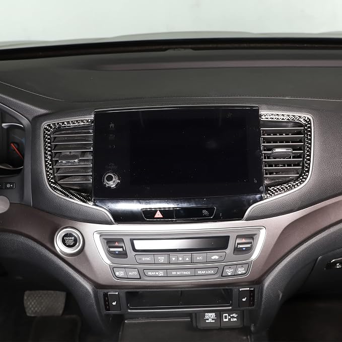 Center Console Air Outlet Trim Cover for Honda Pilot 2016-2022/ Ridgeline 2017-2023/ Passport 2019-2023, Central Dashboard Panel Air Vent AC A/C Trim Sticker, Carbon Fiber (Center Air Vent Frame)