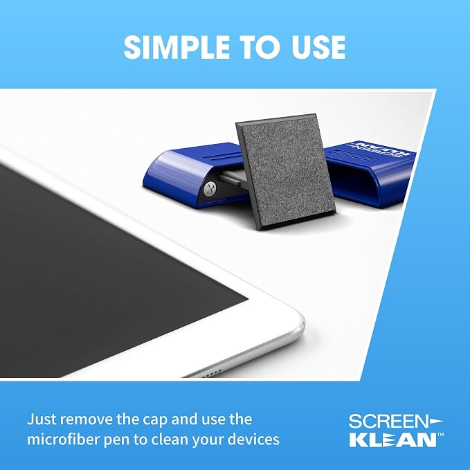 CarbonKlean ScreenKlean Tablet Screen Cleaner - Compatible with iPad, Android & Amazon - with Carbon Microfiber Tech-Injected Blue-1 Count (Pack of 1)