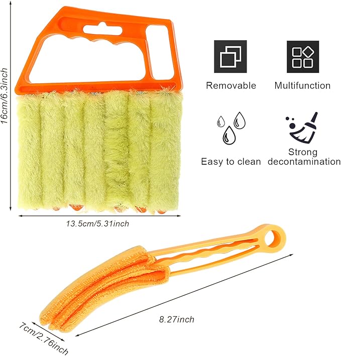 Mwellewm 2Pcs Window Venetian 7 Finger Dusting Cleaner Tool and 1Pc Window Blind Cleaner Duster Brush Hand-Held Window Shutters Venetian Shades Brush for Air Conditioner Duster Dirt