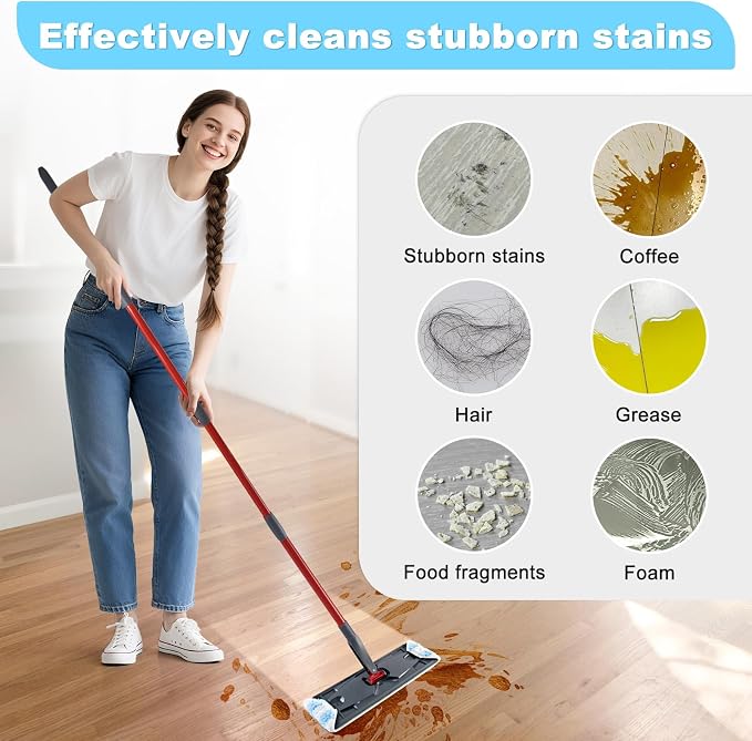 Mop Replacement Pads for OCedar H2prO Flat Mop System, 6 Pack Mop Pads for Ocedar H2prO Flat Mop, Machine Washable and Reusable Microfiber Mop Heads Replacements, Mop Refills Safe on Various Floors