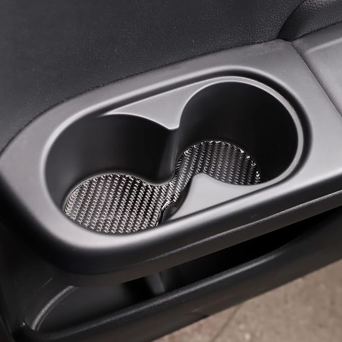 Car Interior Door Groove Gate Pad, Inner Door Slot Mats, Car Cup Holder Coaster Mat for Honda Pilot 2016-2022/ Passport 2019-2023, Carbon Fiber (2rd Row Cupholder Slot Mat)