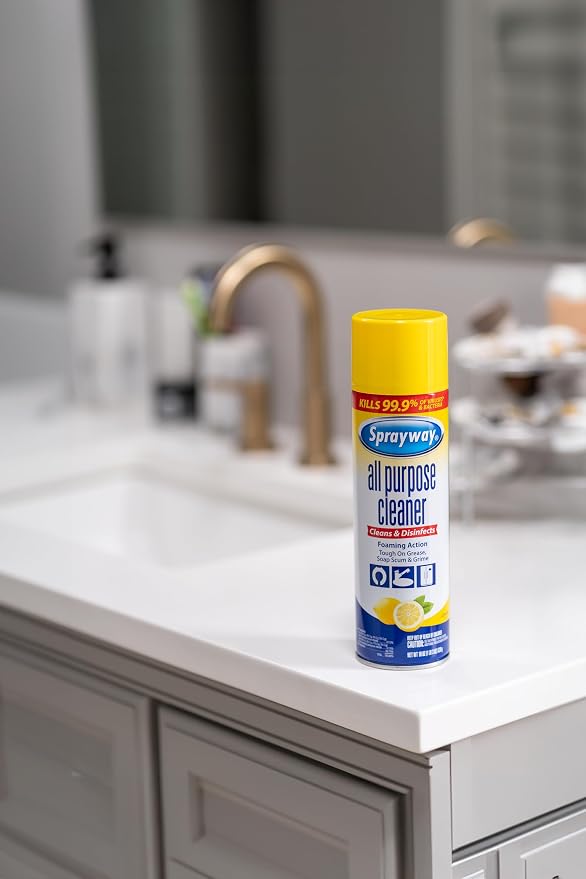 Sprayway All Purpose Cleaner Foaming Spray | Lemon Scent | 19oz | 1 Pack | Disinfectant, Foaming Multi-Surface Cleaner, Cuts Grease & Grime | Kills 99.9% of Germs