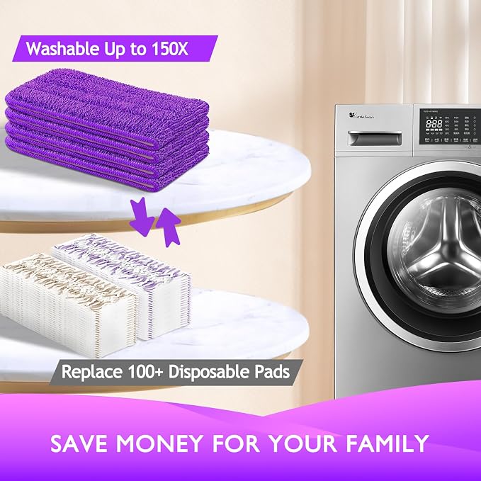 Reusable Power Mop Refills Pads Compatible with Swiffer PowerMop | Microfiber Power Mop Pads for 13 ''-15 '' Spray Mop, Washable Powermop Refill Pads for Multi-Surface Floor Cleaning, 4 Pack