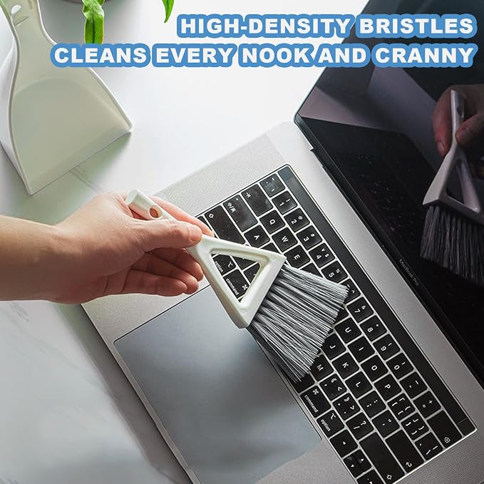 Dust Pan Broom Brush Dustpan -Mini Broom and Dustpan Combo Set, Handheld Sweeper Cleaning for Tables, Keyboards, Guinea Pig Cage, and Cat Litter, etc. (White)