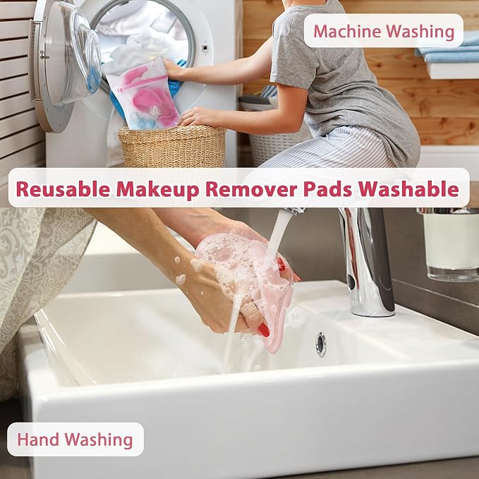 Natwag Makeup Remover Cloth, 6" x 6" Make Up Towels Reusable Face Cloth for Washing Face, 12 Pack Makeup Remover Pads Microfiber Face Washcloth with Mesh Bag, Beige