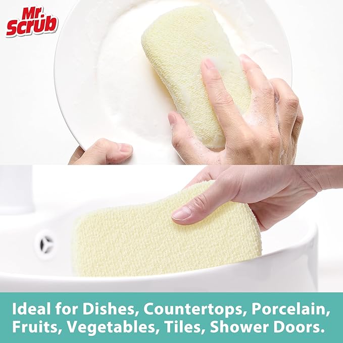 Mr. Scrub Sponges Kitchen Scrub Dish Sponge Scouring Pad, 6 Pack Cleaning Brush Scrubber Supplies for Soap, Dishwashing Dinnerware Sets Pan Pot Glass Dishwasher Sink Bathroom Towels Cloth Rags Holder
