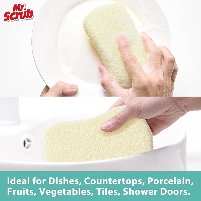 Mr. Scrub Sponges Kitchen Scrub Dish Sponge Scouring Pad, 24 Pack Cleaning Brush Scrubber Supplies for Soap, Dishwashing Dinnerware Sets Pan Pot Glass Dishwasher Sink Bathroom Towels Cloth Rags Holder