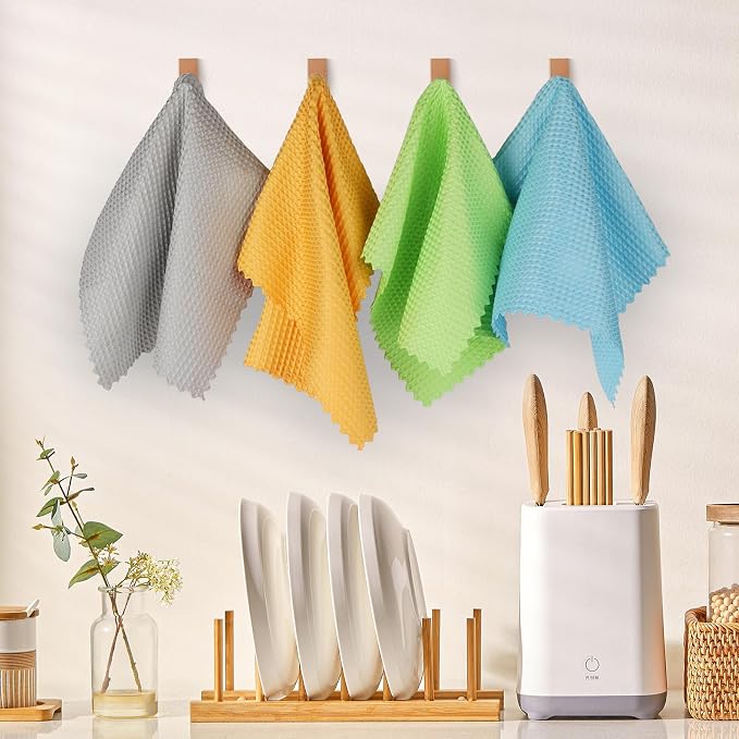 AIDEA Microfiber Glass Cleaning Cloth 12PK, Magic Cleaning Cloth 11×11" | Lint Free Cloth Polishing Rags, Stainless Steel Wipes for Glass, Windows, Mirrors, Stainless Steel, Kitchen Dishcloths