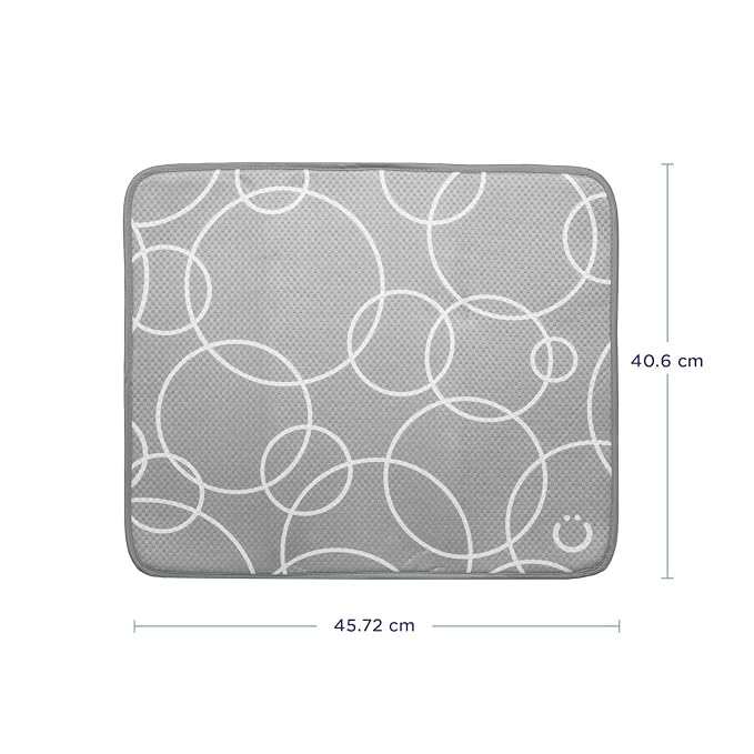 Ubbi Microfiber Dish Drying Mat, Gray 2-Pack | Baby Bottle Drying Mat, Kitchen Counter Dish Mat for Drying Utensils
