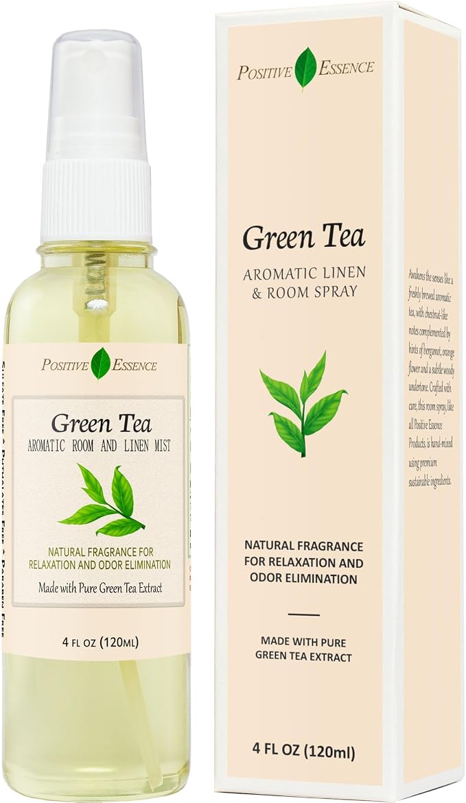 Green Tea Linen & Room Spray, Fresh Home Fragrance Mist, 4 fl oz | Green Tea Aroma, Linen and Room Spray, Pillow Mist, Bathroom Freshener, Fabric Spray, Home Fragrance, 120 mL