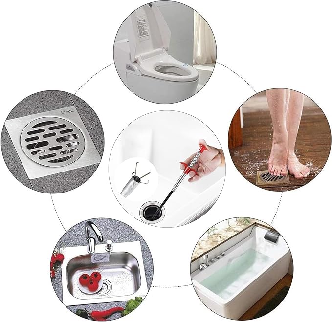 33-Inch Toilet Snake, Flexible Grabber Claw for Sink, Shower, Tub