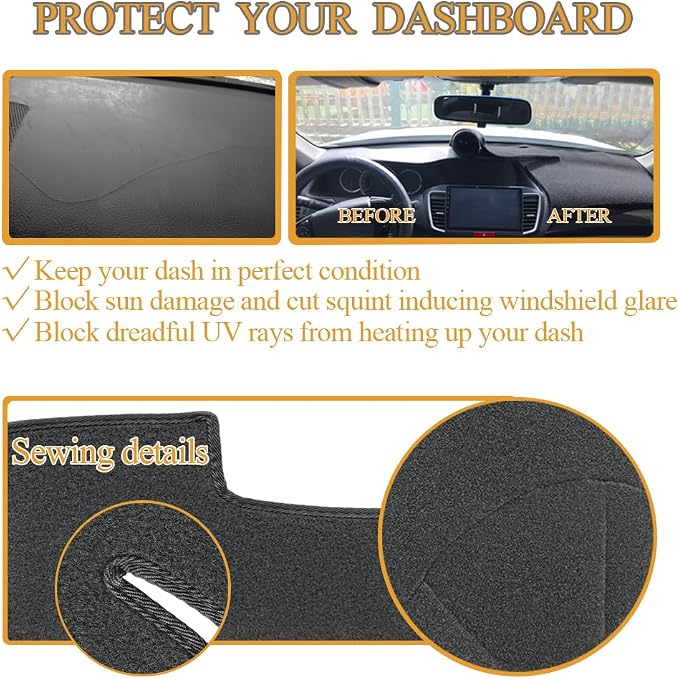 Yiz Dash Cover Mat Pad Fit for Toyota Camry(Dark Gray) J40 | with Cutout for Sensors and Speakers, Dashboard Cover Pad Carpet