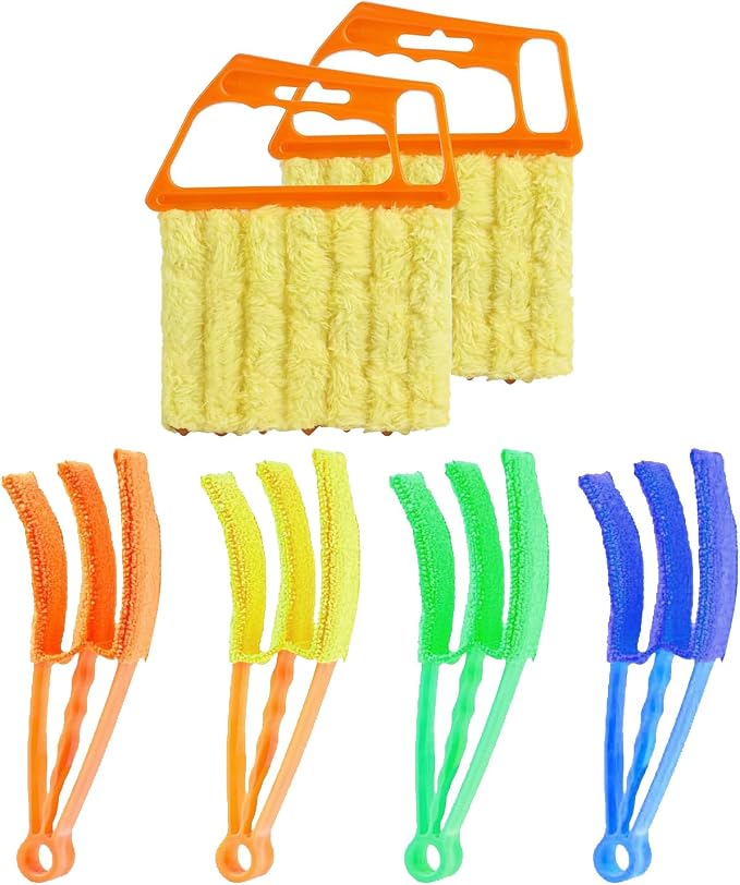 6 Finger Blind Cleaner Duster Tool, LZJPECES Window Blinds Cleaner with 6 Reusable Microfiber Covers for Venetian, Wood, Vinyl Blinds, AC Vents, Window Sills & Tracks