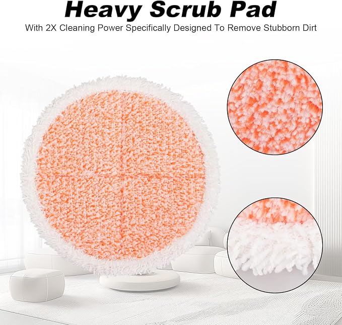 Electric Mop Pads, 6.3in Heavy Scrub Spin Mop Pads for Most Cordless Electric Spin Mop, Round Mop Replacement Pads for Floor Cleaning(8 Pack)