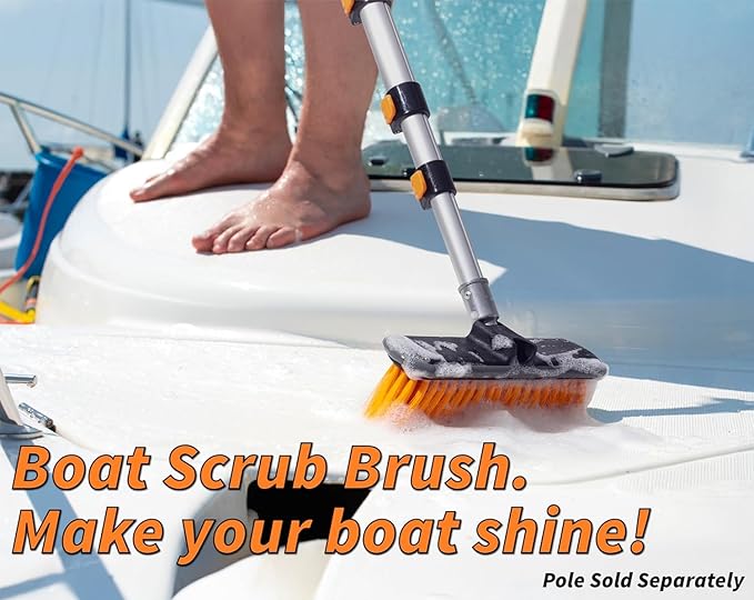 Medium Bristle Deck Scrub Brush - Composite Deck Brush Head & Vinyl Siding Brush // Boat Scrub Brush, Roof Brush for Extension Pole // Exterior, Patio & Deck Cleaning Brush (Pole Sold Separately) | Composite Deck Brush Head // Boat Scrub Brush, Roof Br...